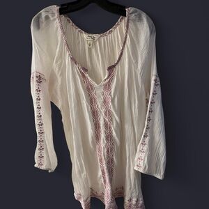 Krazy Kat White and Pink Embroidered Tunic​